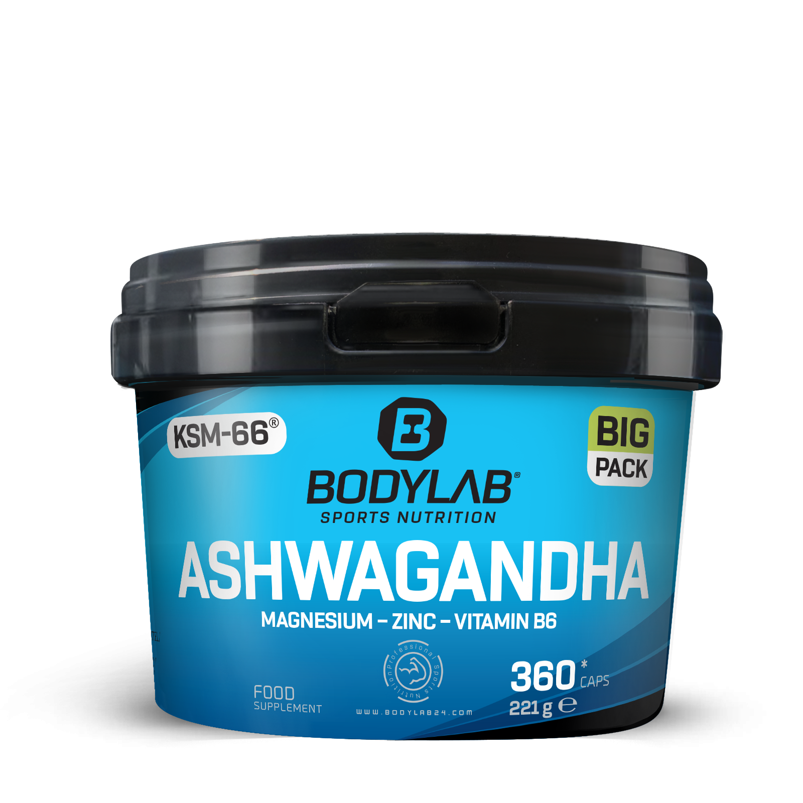 BIG PACK Ashwagandha + Magnesium - Zinc - Vitamin B6 (360 Kapseln)