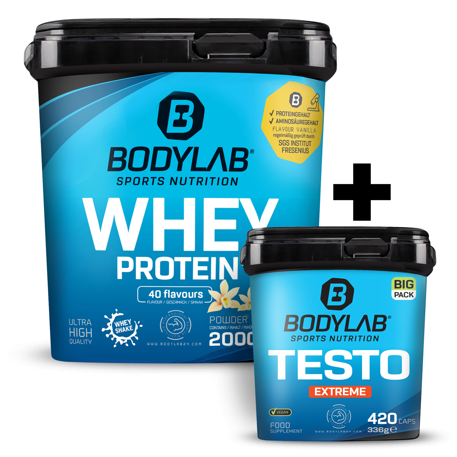 Whey + BIG PACK Testo Extreme 2.0 (420 Kapseln)