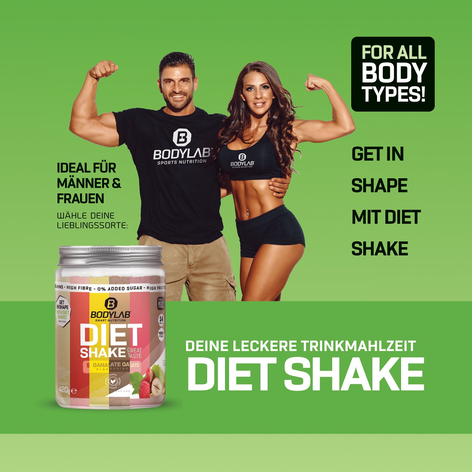 2 x Diet Shake + Flavour Drops und Shaker