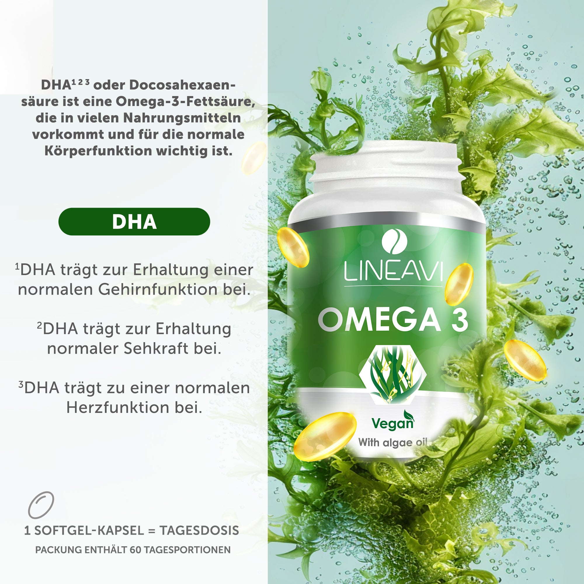 LINEAVI Omega 3 Vegan (60 Kapseln)