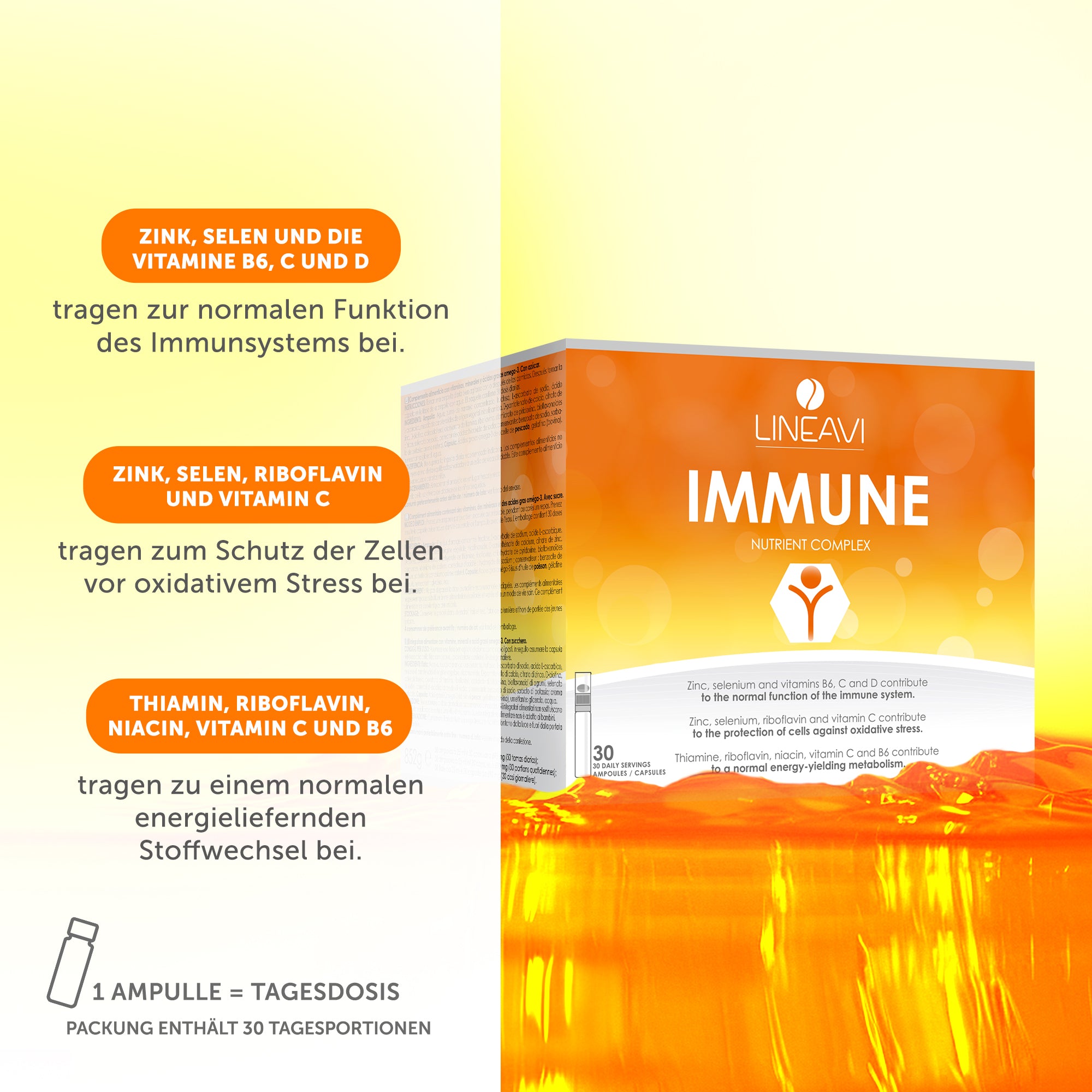 LINEAVI Immun (30 Trinkfläschchen + 30 Omega 3 Kapseln)