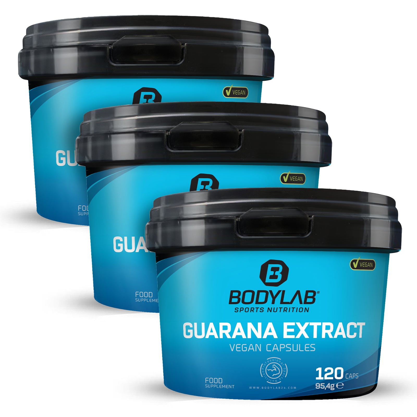 3 x Guarana Extract Vegan Capsules (120 Kapseln)