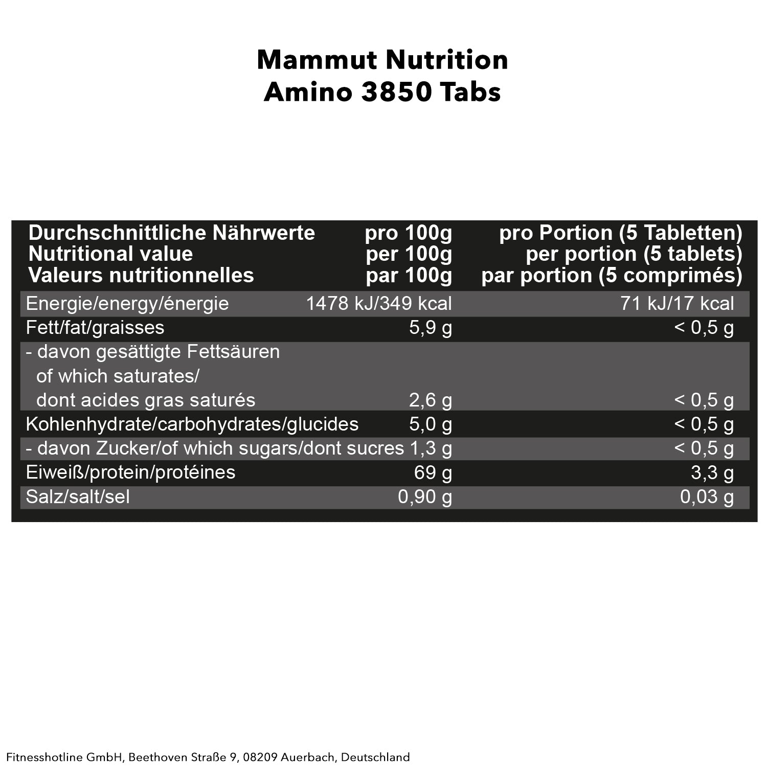 Mammut Amino 3850 Tabs (850g)