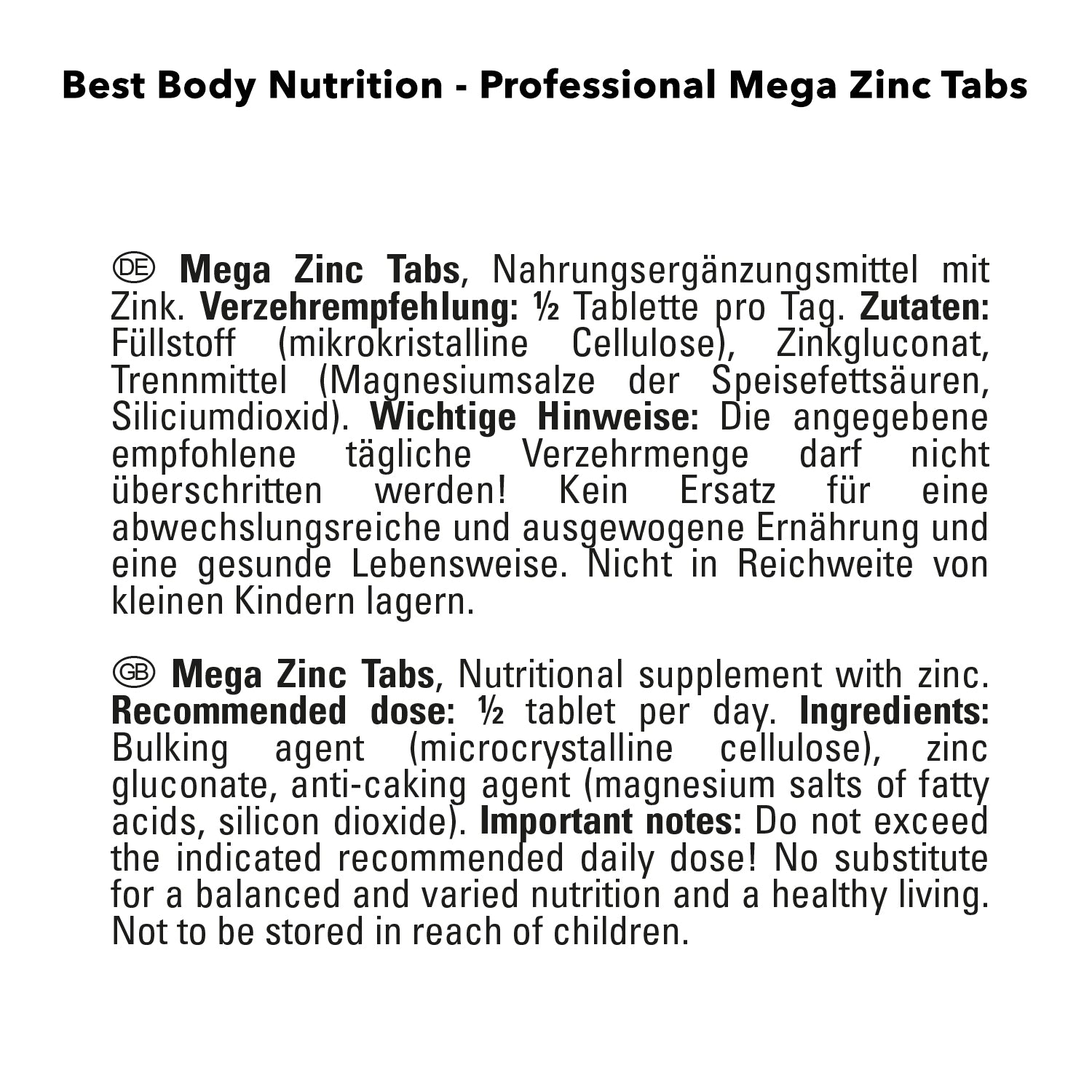 Zinc Tabs (150 Tabletten)