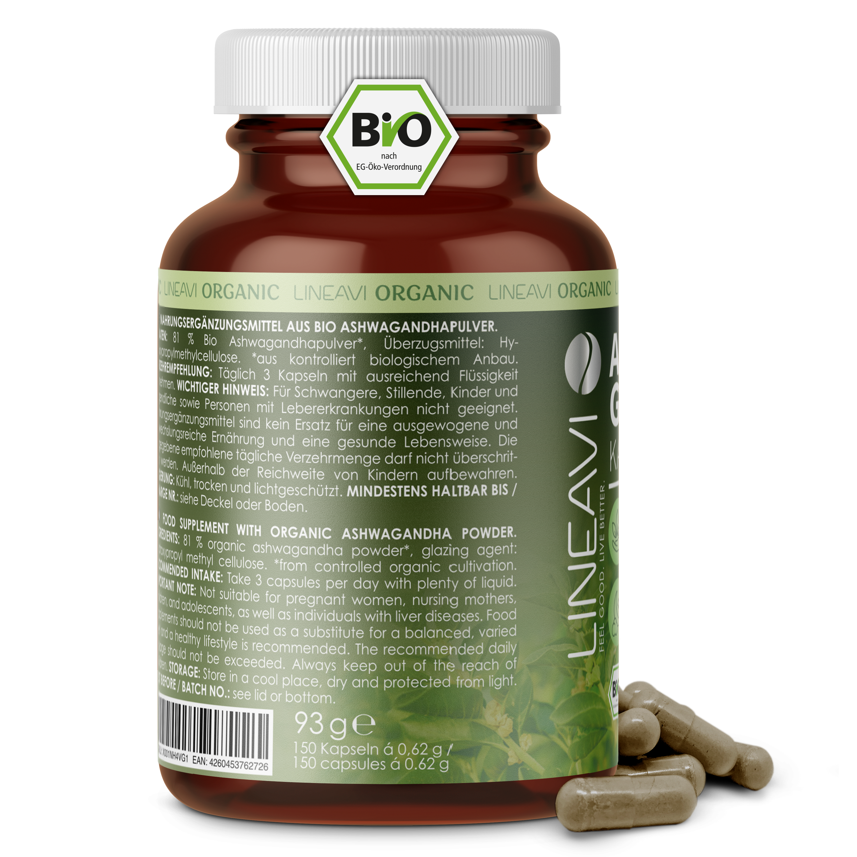 LINEAVI Ashwagandha Kapseln bio (150 Kapseln)