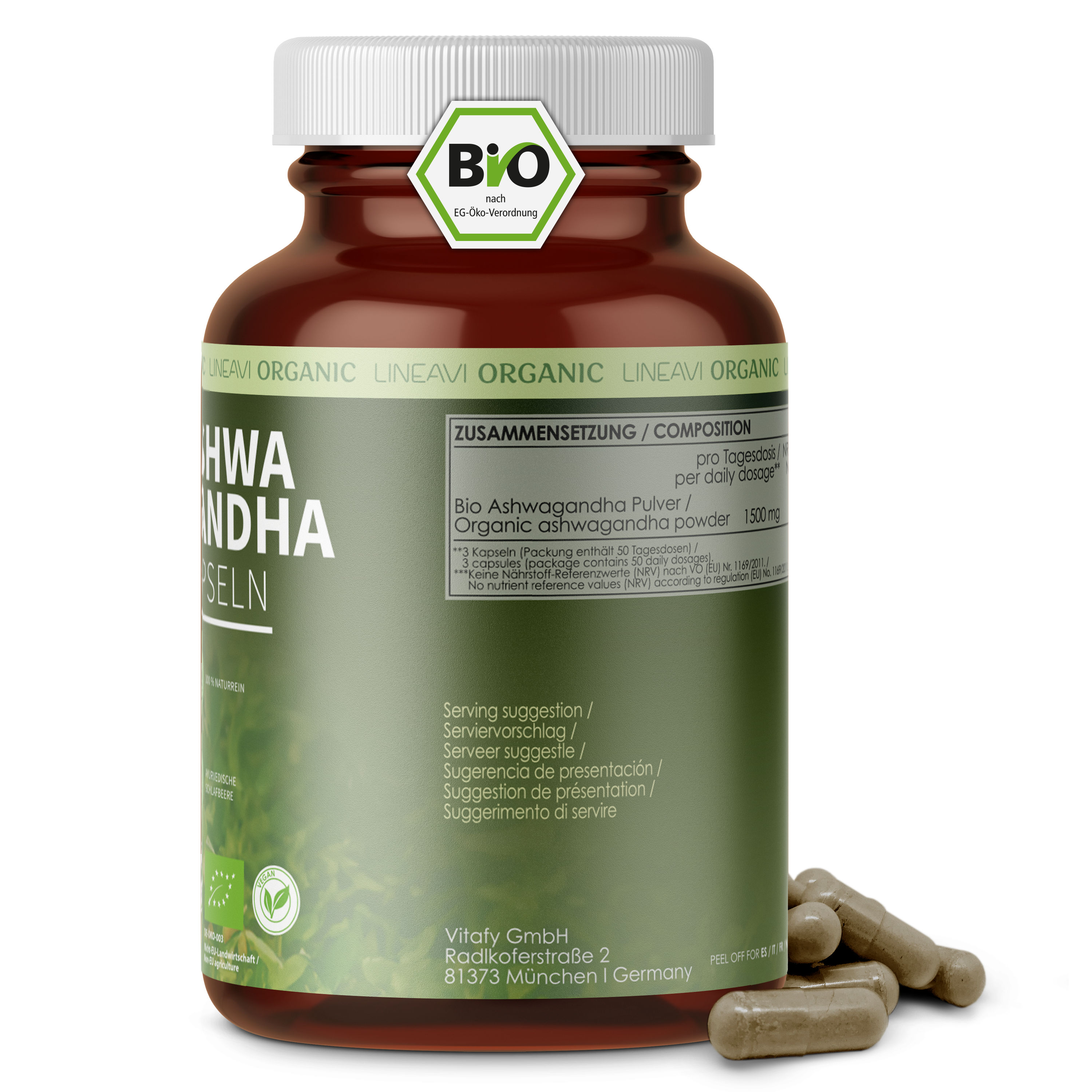 LINEAVI Ashwagandha Kapseln bio (150 Kapseln)