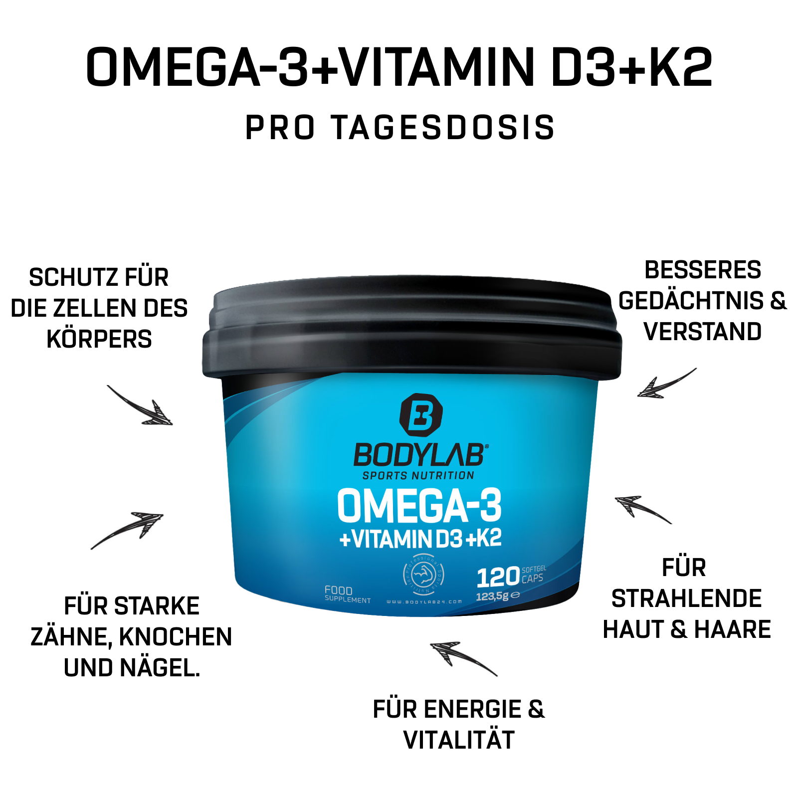 Omega-3 + Vitamin D3 + K2 Extreme (120 Kapseln)