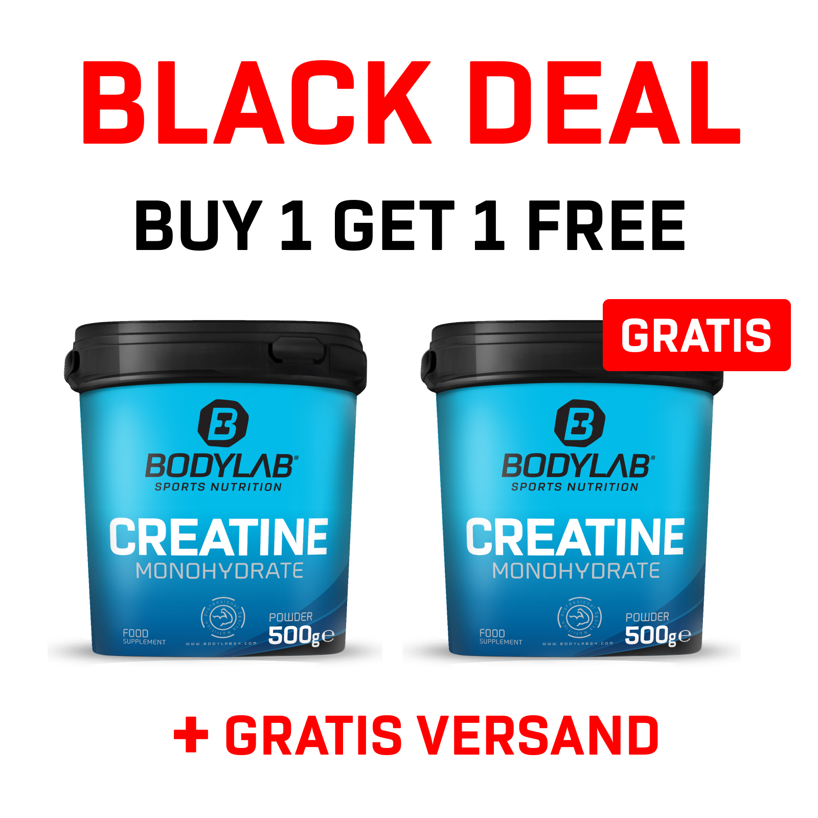 BLACK DEAL: 2für1 Creatine Powder (500g)